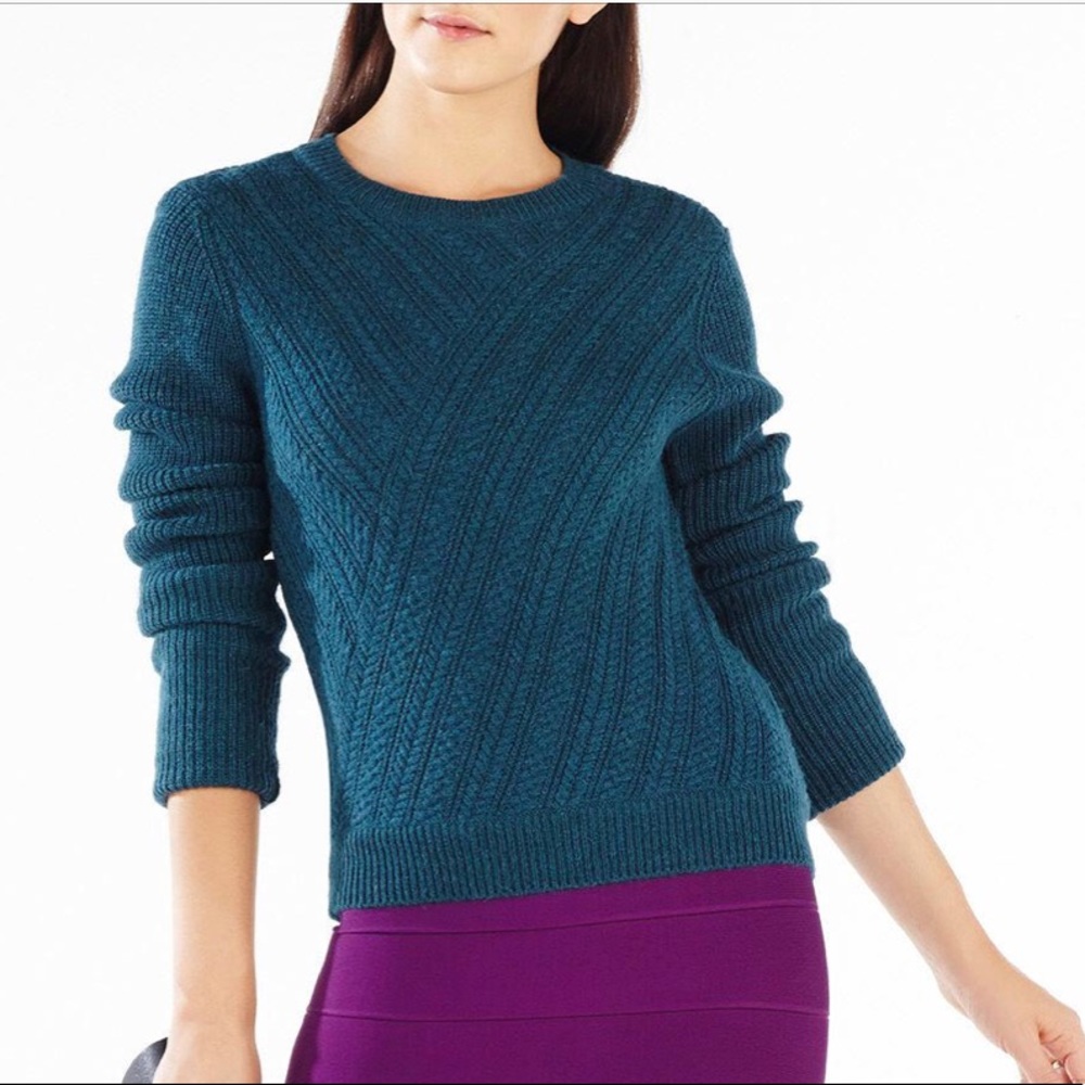 BCBG Caleigh Crisscross Cable-Knit Sweater